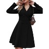 Coolmee Women Fashion Trench Coat Notch Lapel V Neck Long Sleeve Double Breasted A Line Pea Coats Slim-Fit Jacket - 2 of 4