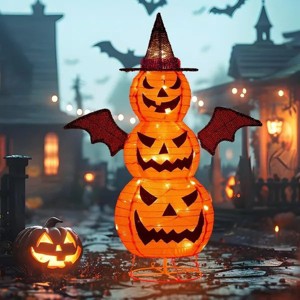 3FT-Halloween Decorations Outdoor ¨C 37 Inch Collapsible Pumpkin Man with 40 LED Lights, Stretchable Pop Up Jack-o'-Lantern for Yard, Garden, Porch - 1 of 4