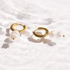 EVRY JEWELS WATERPROOF Gold or Silver Plated Stainless Steel Double Pearl Drop Hoop Earrings - 3 of 3