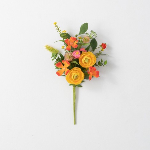 Sullivans Artificial Blooming Ranunculus Stem 16H Orange