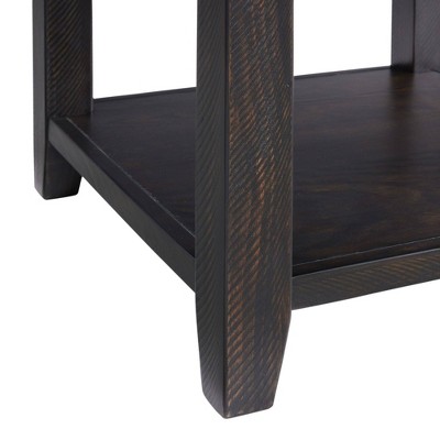 Espresso Brown Square Wood End Table with Drawer