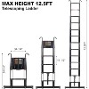 12.5FT Aluminum Telescopic Ladder with Non-Slip Feet & Stable Hook, Portable Extension Ladder for Household & Outdoor Working, 330lb Capacity - 2 of 4