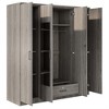 TIRAMISUBEST 4-Door Mirror Wardrobe with Storage Shelves and Hanging Rod, Bedroom Closet Armoire with 1 Drawer and Mirror Doors - 4 of 4