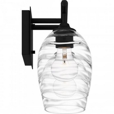 Lucy Matte Black 2-Light Vanity with Clear Optic Glass Shades