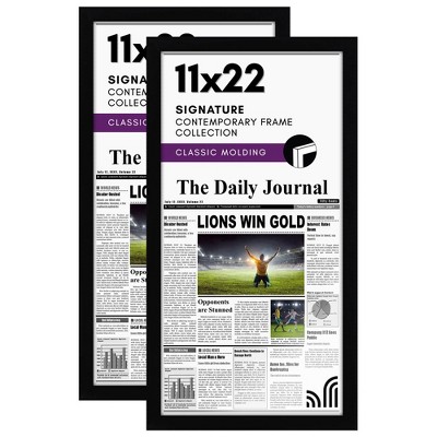 Americanflat 11x22 Newspaper Frame with plexiglass - Assorted Media Article Cover Frame - Available in a variety of Colors