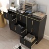 Famapy Black Ribbed Texture Dresser With Gold Handles For Living Room Storage Solution - 2 of 4
