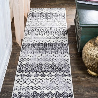 Archer Lane Trinity 2 x 8 Charcoal Indoor Geometric Runner Rug in Gray | 092HEDK13L