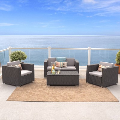 Murano 4pc Wicker Patio Sofa Set - Gray - Christopher Knight Home