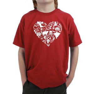 LA Pop Art Halloween Heart - Boy's Word Art T-Shirt Red Large - 1 of 4