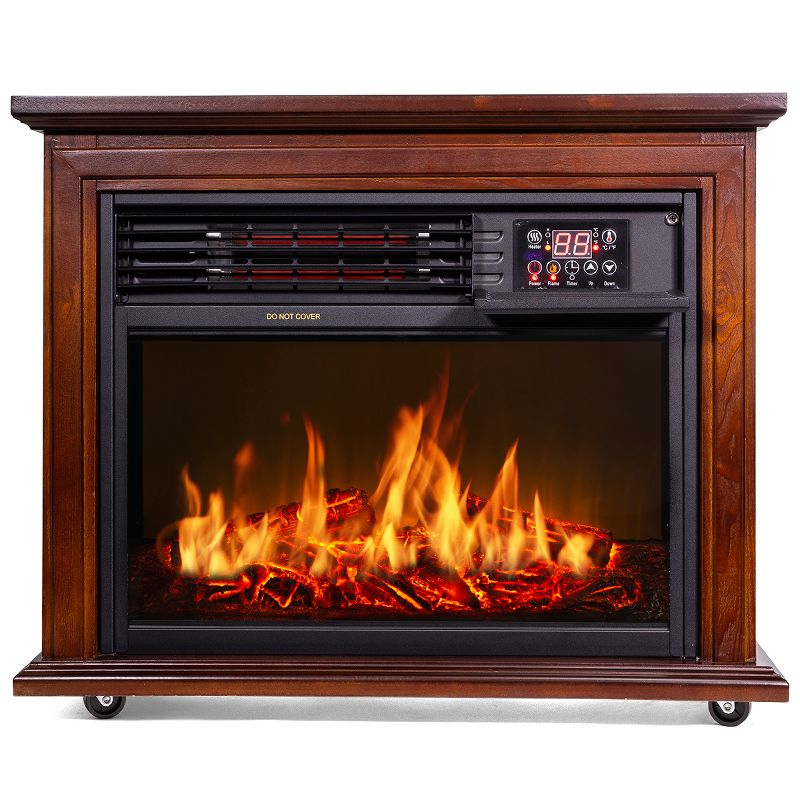 XtremepowerUS 1500W Electric Fireplace Infrared Quartz Wheels Space Heater Firebox, 3 of 7