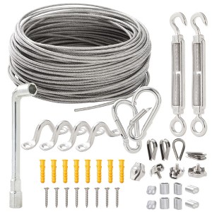 Built Industrial 43 Piece String Light Hanging Kit with Stainless Steel Rope for Patio, Porch, Home Decor, 82 Ft - 1 of 4