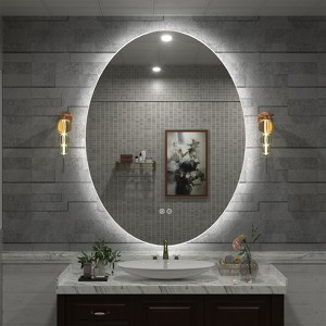 Apmir Super Bright Back LED Lighted Anti-Fog Round/Oval Wall Mirror with Tempered Glass & 3-Year Warranty - 1 of 4