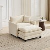 Airsurfer Medium Beige Ottoman Comfortable Linen Ottoman Living Room Furniture for Relaxation - 3 of 4
