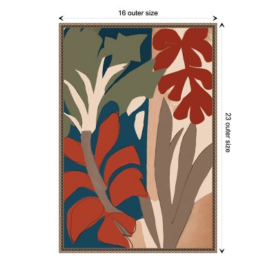 Botanical Abstract Beaded Framed Canvas Wall Art 16 x 23-in