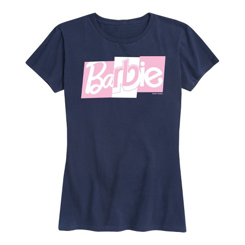 Women s Barbie Pink And White Logo Short Sleeve Graphic T shirt Target