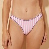 Women's Striped Low-Rise Super Cheeky Reversible Bikini Bottom - Wild Fable™ White/Navy Blue/Pink - 2 of 4