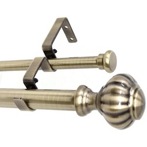 Urbanest Door Knob Flat Button 1-inch 5-8 inch Double Drapery Curtain Window Rod Set - 1 of 4