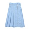 Girls A-Line Denim Midi Skirt Casual Pleated Buttons Over-Knee Skirts with Pocket 3-12Y - 3 of 4