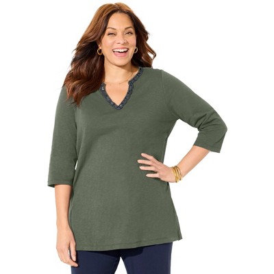 Catherines Women's Plus Size Beaded Embellished Tunic