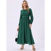 INSPIRE CHIC Women's Crewneck Lantern Long Sleeves A-Line Pleated Chiffon Maxi Formal Dress - 3 of 4