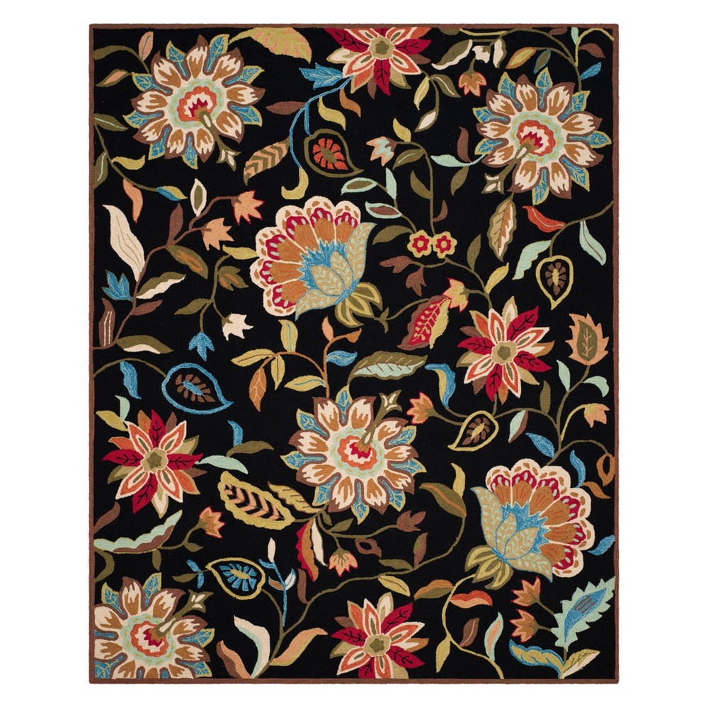 8'x10' Floral Area Rug Black/Purple - Safavieh