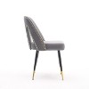 CAVINAS Modern Contemporary Dining Chair Set of 2, Velvet Upholstered Dining Room Chair with Nailheads and Gold-Tipped Black Metal Legs - 3 of 4