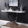 63" Zander Accent Table: Mirrored Silver Stainless Steel Base - Acme Furniture - 2 of 4