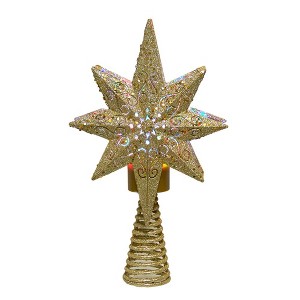 Kurt Adler 13.4 Inch Gold Glitter Polaris Projector Tree Topper - 1 of 4