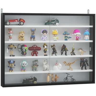 Black and White Wall Mounted Display Cabinet with Adjustable Shelves