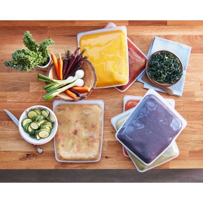 stasher Premium Silicone Reusable Food Storage Bags Lunch Starter Kit - Clear - 4pk - Thumbnail 5