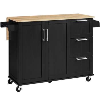 Yaheetech Rolling Kitchen Cart Kitchen Island with Storage Cabinet
