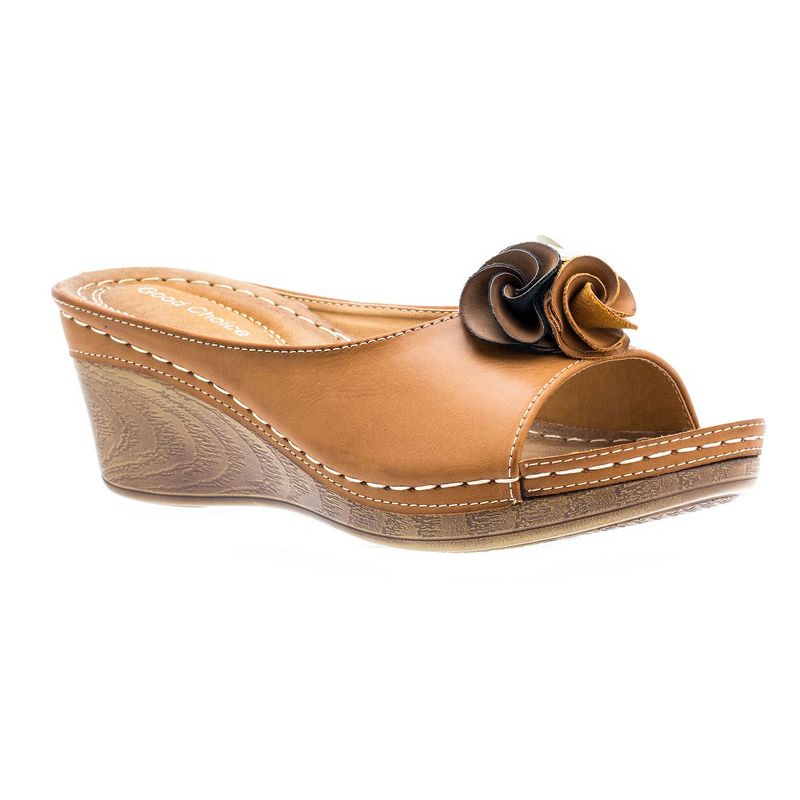 GC Shoes Sydney Flower Comfort Slide Wedge Sandals, 1 of 7