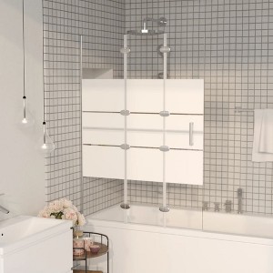 VidaXL Folding Shower Enclosure ESG 39.4 in.x55.1 in. White - 1 of 4