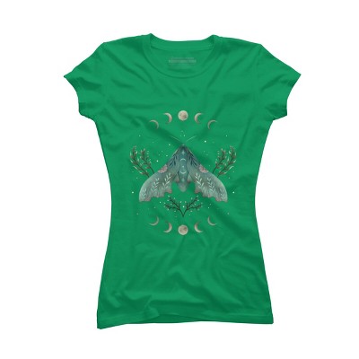 Junior's Design By Humans Luna and Moth By EpisodicDrawing T-Shirt
