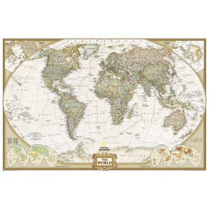 National Geographic World Executive Map, Enlarged and Laminated, 73" x 48" - 1 of 3