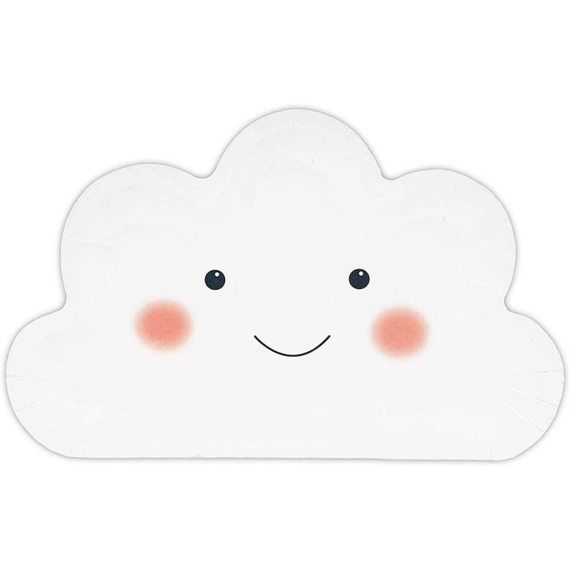 Sparkle and Bash 48 Pcs White Cloud Disposable Party Paper Plates Girl Boy Baby Shower Birthday Supplies 10 in., 3 of 7