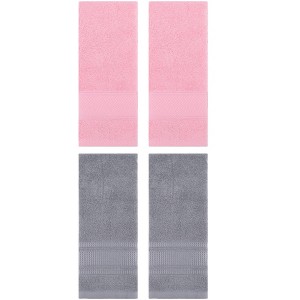 REGALWOVEN 4 Pcs Bathroom Decorative Cotton Soft Absorbent Sold Striped Hand Towel - 1 of 4