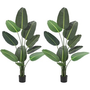 Artificial Plants Indoor, Bird of Paradise Fake Plant, Banana Leaf Tree, Tropical Palm Trees Room Decor, Floor Plant for Home Garden Living Room - 1 of 4