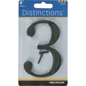 Hillman Distinctions 4 in. Bronze Zinc Die-Cast Screw-On Number 3 1 pc (Case of 3) - 1 of 1