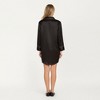 Anna-Kaci Lounge Women's Satin Button-Front Sleep Shirt with Contrast Piping Trim and Relaxed Long Sleeve Silhouette - 4 of 4