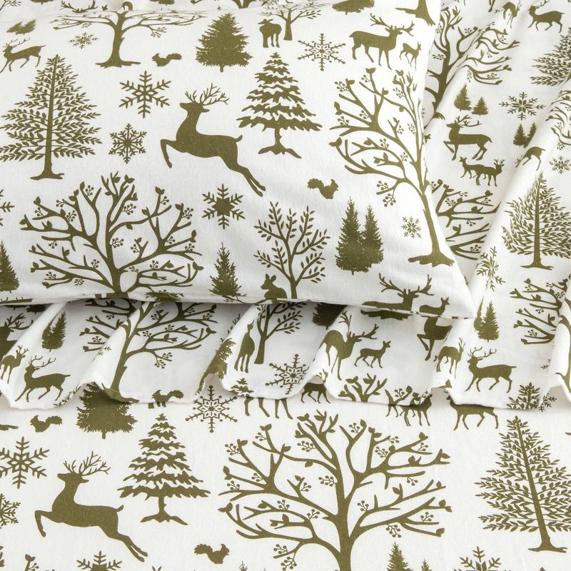 100% Turkish Cotton Flannel Printed Sheet Set - Isla Jade, 4 of 8