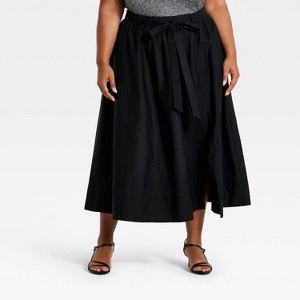 Women's Belted Maxi A-Line Skirt - A New Day™ Black 3X : Target