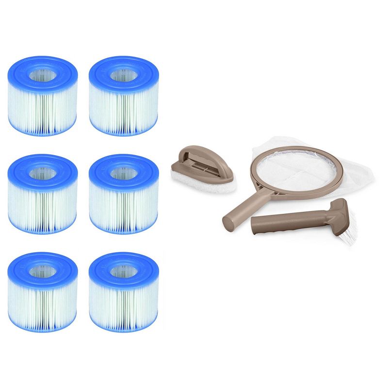 Intex PureSpa Type S1 Easy Set Pool Filter Cartridges (6 Filters) & Cleaning Kit, 1 of 7