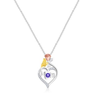 Molenia Mother's Day 925 Sterling Silver Birthstone Necklace for Mom Women Pendant Mama Necklaces Jewelry Christmas Birthday Unique Gifts for Her - 1 of 4