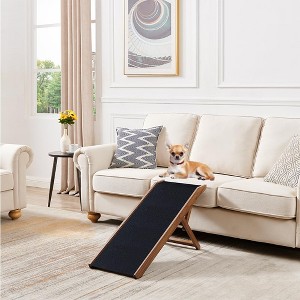 unipaws Foldable Wooden Pet Ramp – Adjustable Height, Non-Slip, for Small Dogs & Cats - 1 of 4