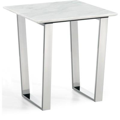 Carlton 20" Contemporary Chrome & Stone Square End Table