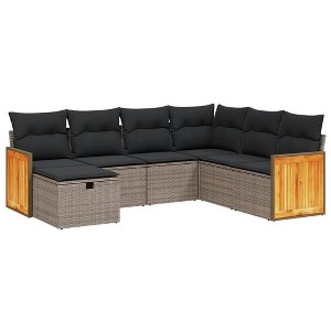 vidaXL 7 Piece Patio Sofa Set with Cushions - Gray Without Table - 1 of 4