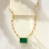 Ross-Simons 7.75 Carat Emerald Paper Clip Link Necklace in 18kt Gold Over Sterling Size 18 - 3 of 4