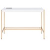 NicBex Home Office Desk 42.5" Modern Writing Desk with 4 Ports, Wooden Desktop and Gold Metal Legs for Office, Study, Living Room - 3 of 4