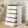 Lirago White and Walnut 5-Drawer Dresser Modern Storage Cabinet for Bedroom or Living Room 23.62"Dx15.74"Wx39.37"H - 2 of 4